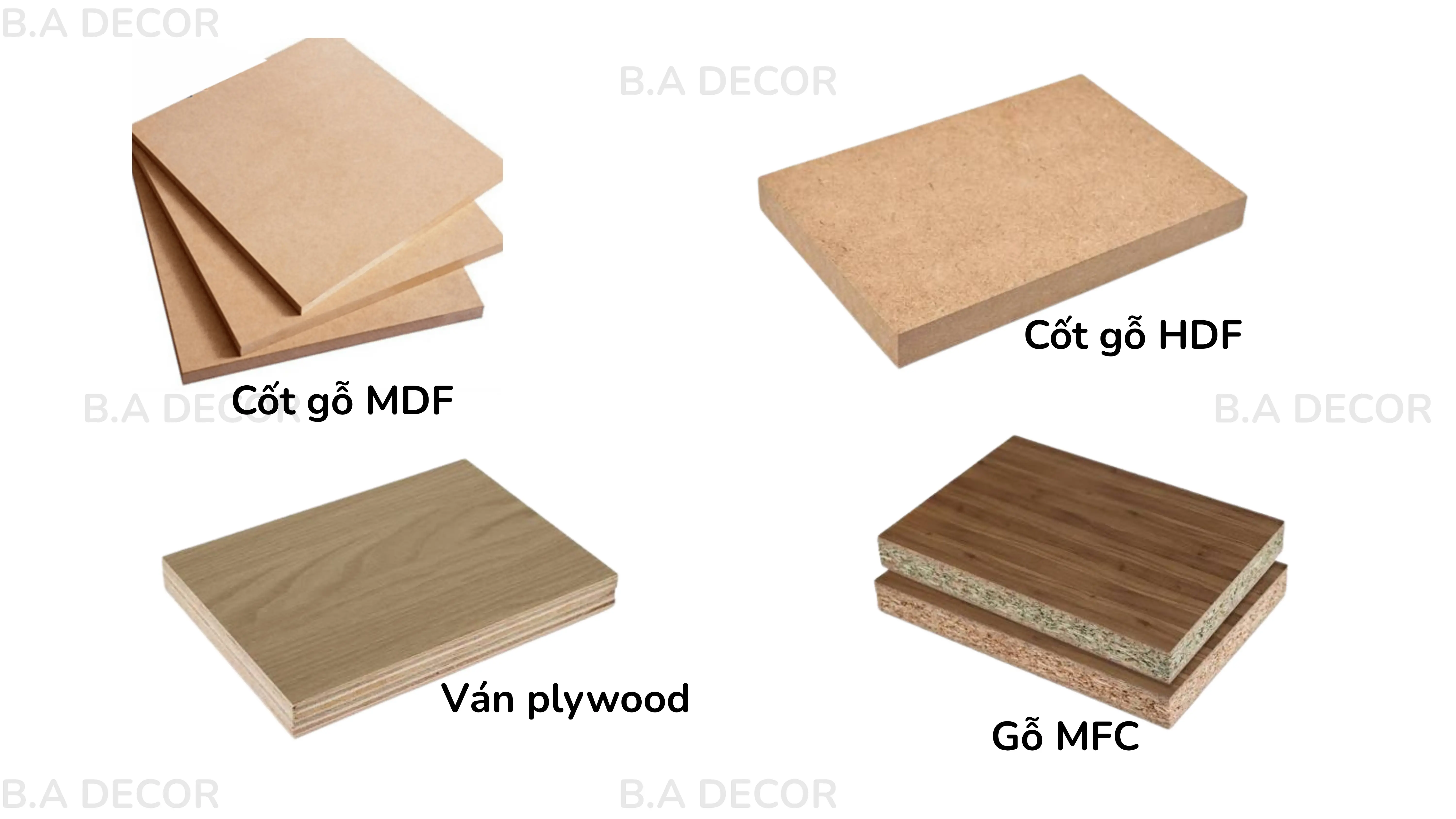 So sánh các loại cốt gỗ công nghiệp: MDF, HDF, MFC hay Plywood tốt hơn?
